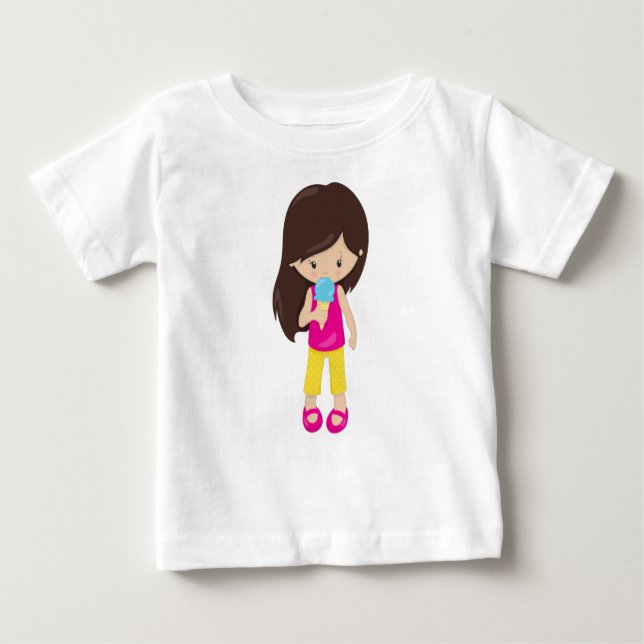 Flickor med iskräm, brun luft, cute Girl T Shirt (Framsida)