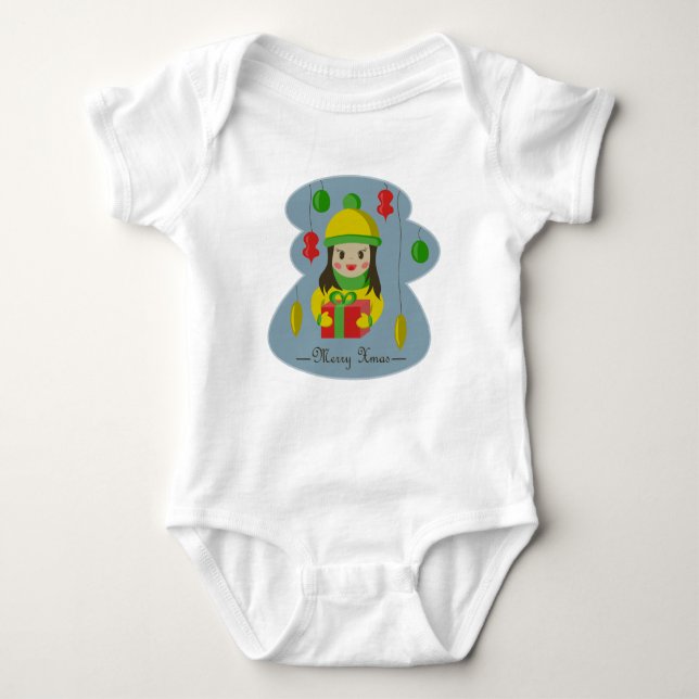 Flickor med julklapp t shirt (Framsida)