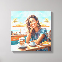 Flickor med kaffeavbrott canvastryck