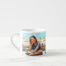 Flickor med kaffeavbrott espressomugg