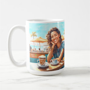 Flickor med kaffeavbrott kaffemugg