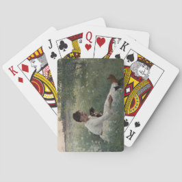 Flickor med katter i ett sommarlandskap (Kittens) Casinokort