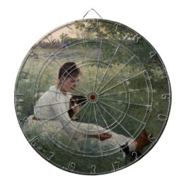 Flickor med katter i ett sommarlandskap (Kittens) Darttavla