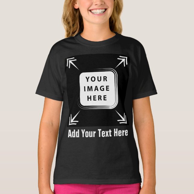 Flickor med kläder Lägg till bildfotomall Flickor- T Shirt (Framsida)