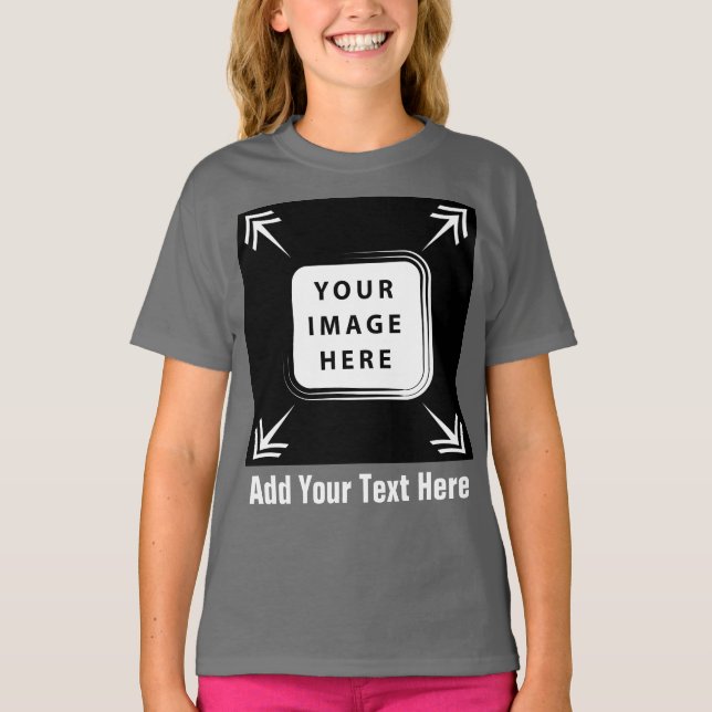 Flickor med kläder Lägg till bildfotomall Flickor- T Shirt (Framsida)