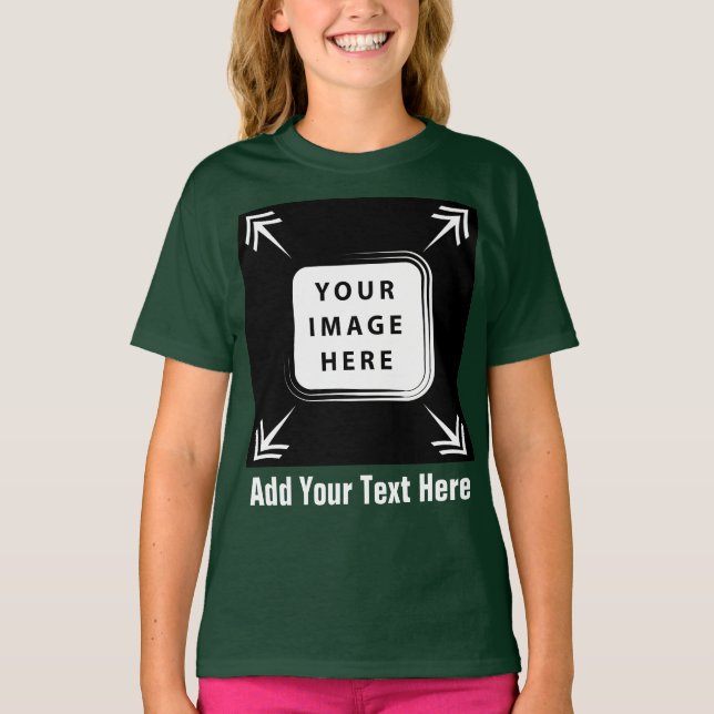 Flickor med kläder Lägg till bildfotomall Flickor- T Shirt (Framsida)