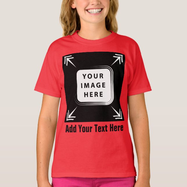 Flickor med kläder Lägg till bildfotomall Flickor- T Shirt (Framsida)