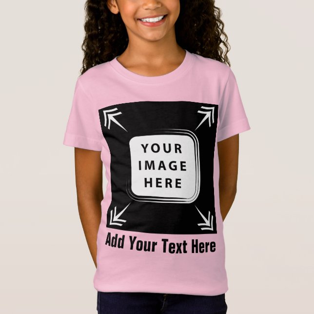 Flickor med kläder Lägg till bildfotomall Flickor- T Shirt (Framsida)