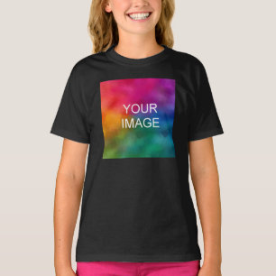 Flickor med kläder Lägg till svart bildmall Flicko T Shirt