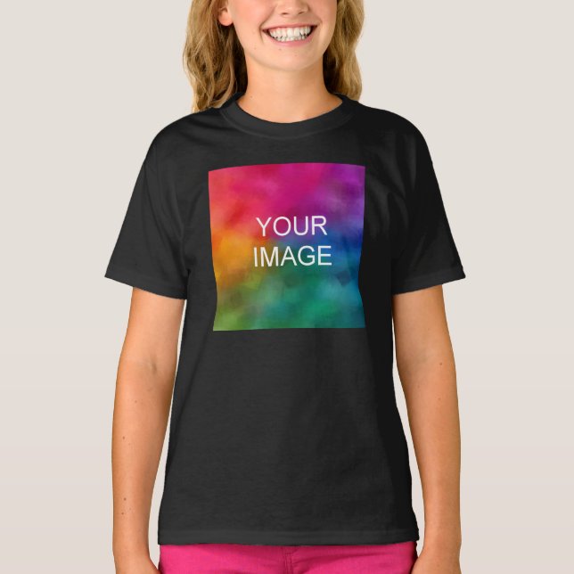 Flickor med kläder Lägg till svart bildmall Flicko T Shirt (Framsida)
