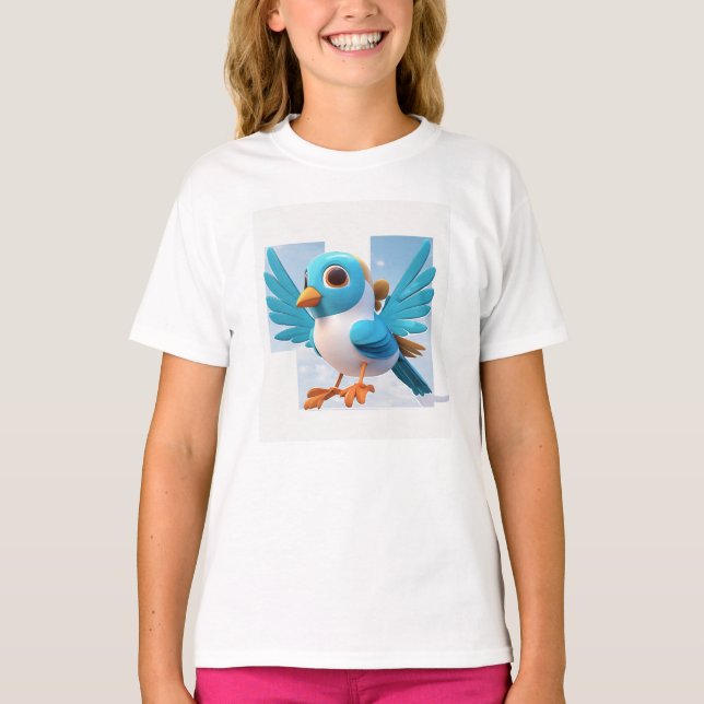 Flickor med klädesmall Bird Girls Kids T-Shirt (Framsida)