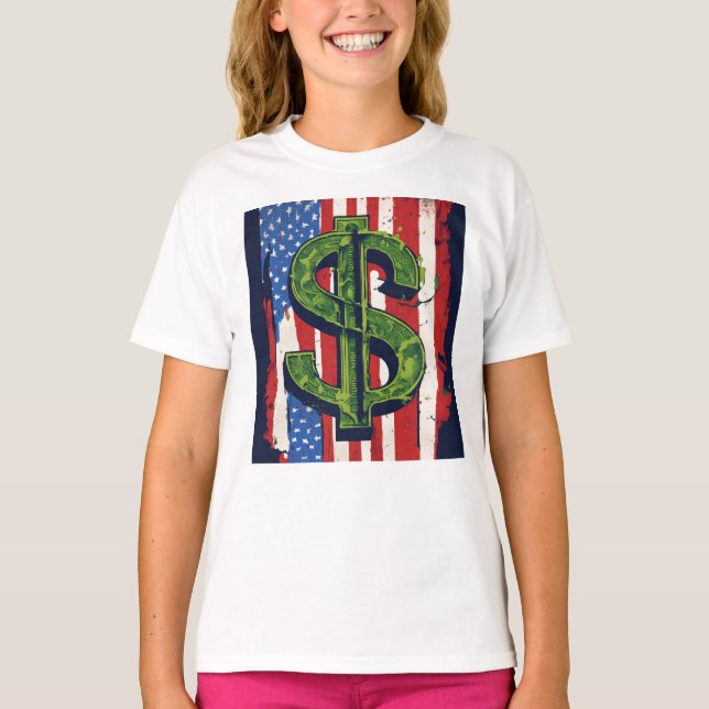 Flickor med klädesmall Flagga Flickor Kids T-Shirt (Framsida)