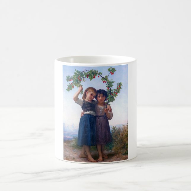 Flickor med körsbärsgrenen, Bouguereau Kaffemugg (Center)