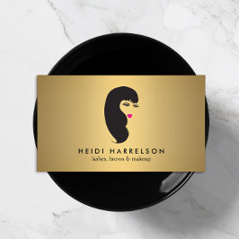 Flickor med lash på Affärskortet Faux Guld Beauty Visitkort