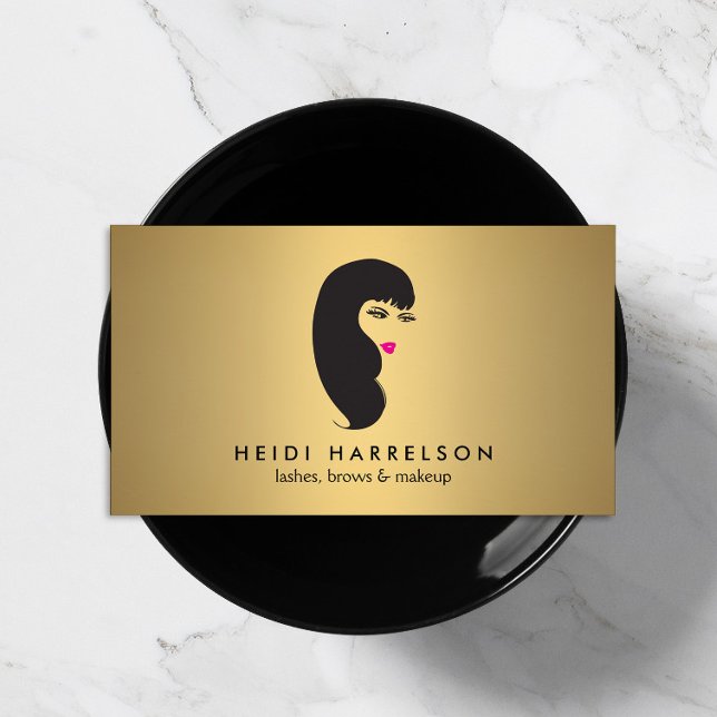 Flickor med lash på Affärskortet Faux Guld Beauty Visitkort (Skapare uppladdad)