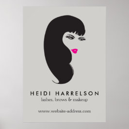 Flickor med lash på Lt Grått Beauty Poster