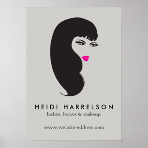 Flickor med lash på Lt Grått Beauty Poster