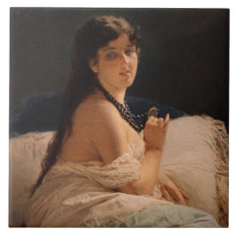 Flickor med Medallion (av Gerolamo Induno) Kakelplatta