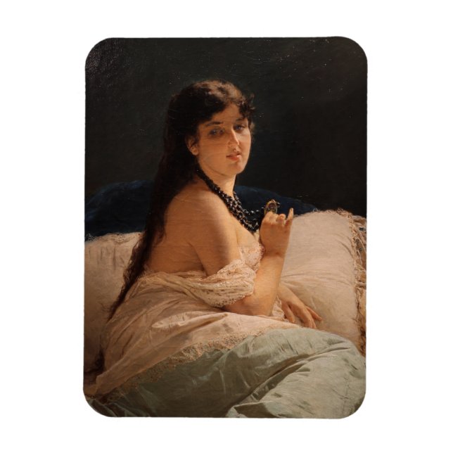 Flickor med Medallion (av Gerolamo Induno) Magnet (Vertikal)