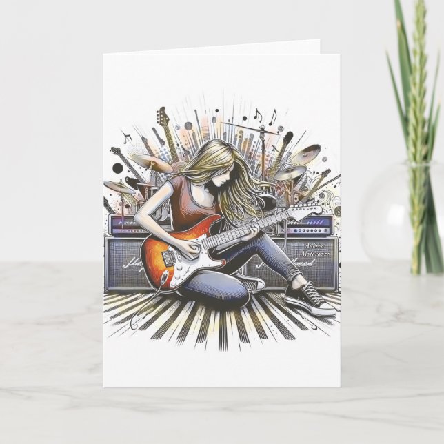 Flickor med musikaliska vibes anteckningskort (Framsida)