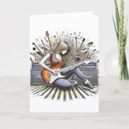 Flickor med musikaliska vibes anteckningskort