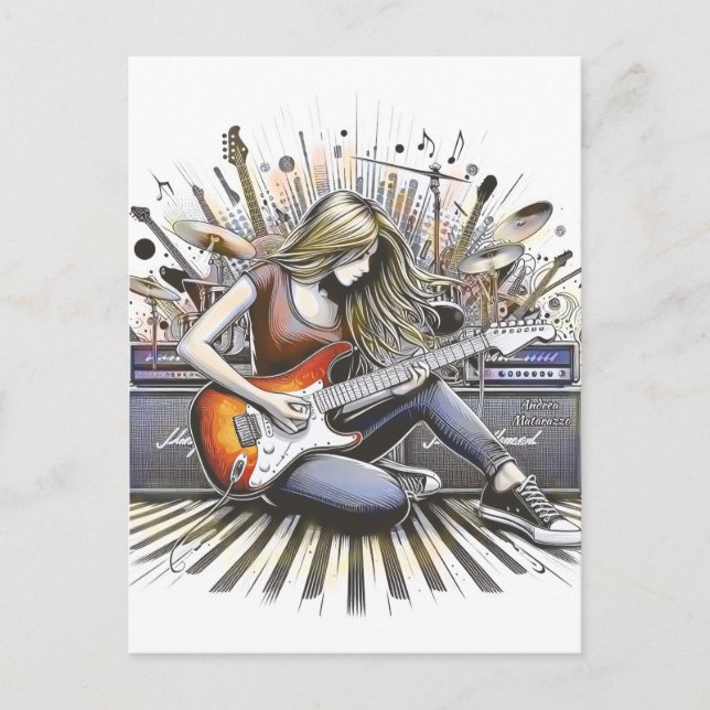 Flickor med musikaliska vibes vykort (Framsida)