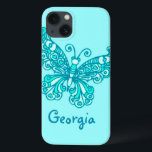 Flickor med namnet aqua grönt butterfly ipad case<br><div class="desc">Ett unikt designat,  ljust och färgstarkt "ditt namn" flickaktigt-bäcken. Fodral lyder: Georgien eller personifiera detta fodral med den namn som ni har valt.</div>