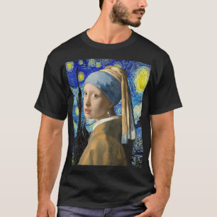 Flickor med öronvårande stjärnor Nattmålning Mas T Shirt