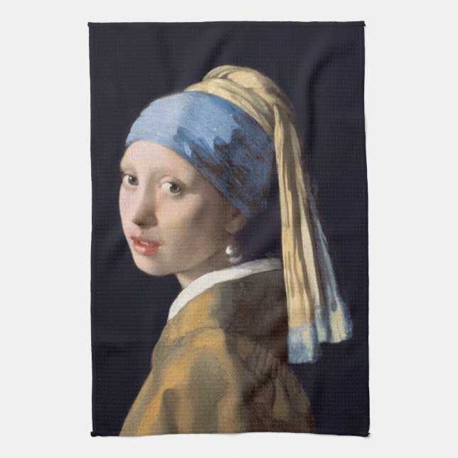 Flickor med pärlörring 1665 Johannes Vermeer Kökshandduk (Vertikal)