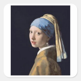 Flickor med pärlörring - Johannes Vermeer Fyrkantigt Klistermärke