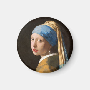 Flickor med Pearl Earring Porträtt-målning Magnet
