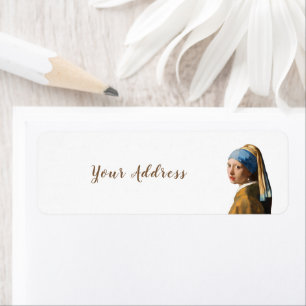 Flickor med Pearl Earring Porträtt-målning Returadress Etikett
