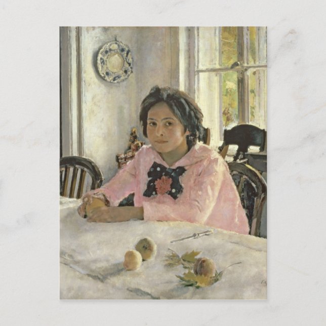 Flickor med persikor 1887 vykort (Framsida)