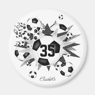 Flickor med personlig fotboll magnet