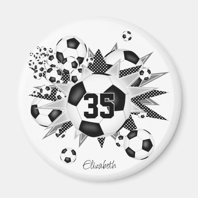 Flickor med personlig fotboll magnet (Framsidan)