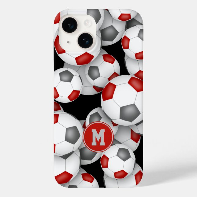 Flickor med röd grått-fotbollar mönster monogramma (Baksida)