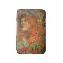 Flickor med röda poppies (av George Henry) Badrumsmatta