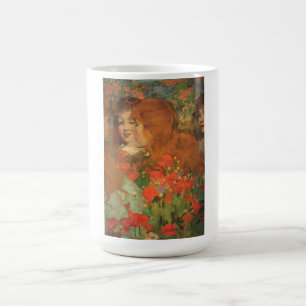 Flickor med röda poppies (av George Henry) Kaffemugg