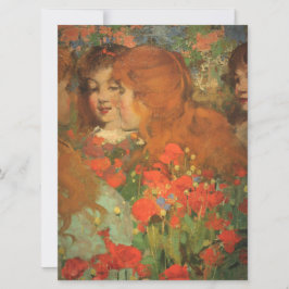Flickor med röda poppies (av George Henry) Kort
