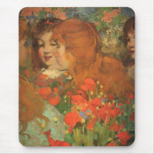 Flickor med röda poppies (av George Henry)