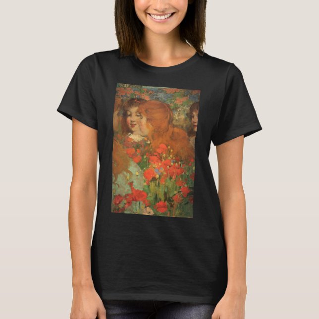 Flickor med röda poppies (av George Henry) T Shirt (Framsida)