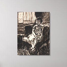 Flickor med sittande stol (ca 1917-1918) canvastryck