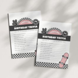 Flickor med skateboard Groovy Birthday Trivia Anteckningskort