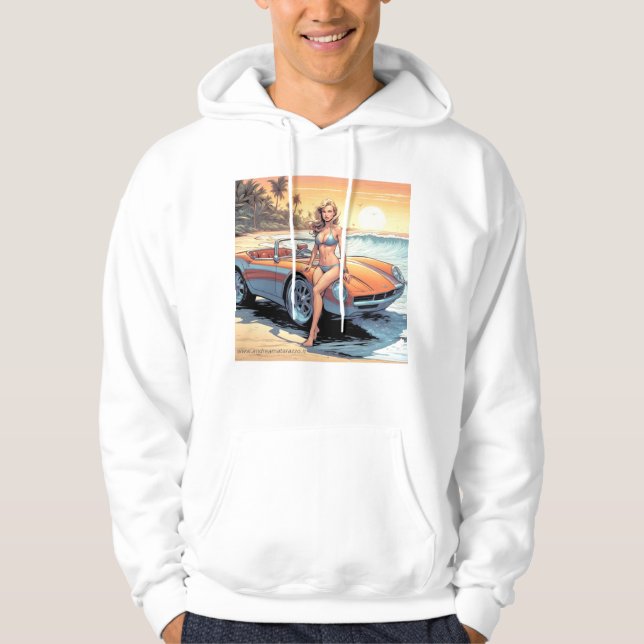 Flickor med sportbil hoodie (Framsida)