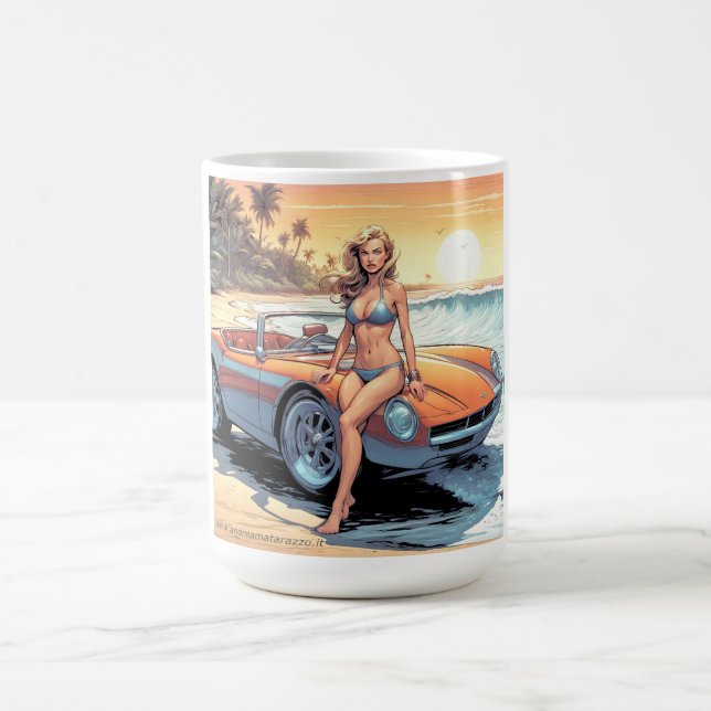 Flickor med sportbil kaffemugg (Center)