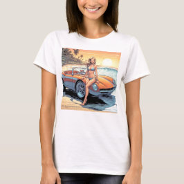 Flickor med sportbil t shirt