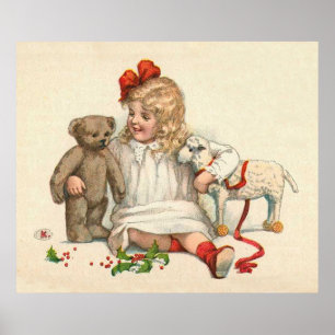 Flickor med Teddy och Lamb Poster