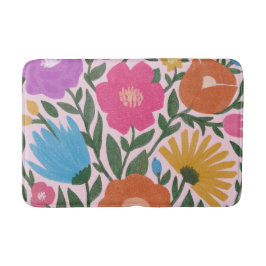 Flickor med tunna, feta, färgade blommor badrumsmatta