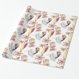 Flickor med Woodland Animals Mönster för barn Presentpapper