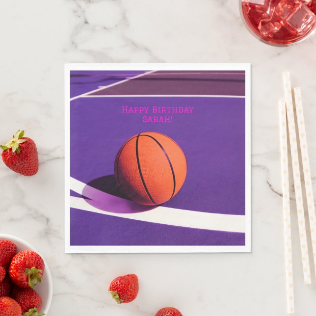 Flickor Modern Sports Kids Lila Court Basketball Pappersservett (Insitu)